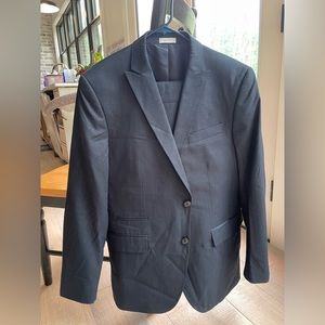 J.Ferrar Dark Blue Striped Suit (Jacket and Pants)